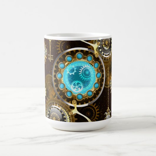 Steampunk Rusty Background with Turquoise Lenses Koffiemok (Center)