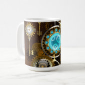Steampunk Rusty Background with Turquoise Lenses Koffiemok (Voorkant links)