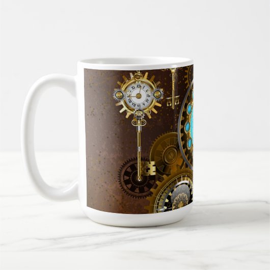 Steampunk Rusty Background with Turquoise Lenses Koffiemok (Links)
