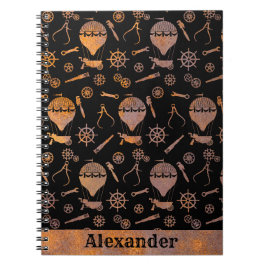 Steampunk Rusty Ballooning Theme Aangepaste naam Notitieboek