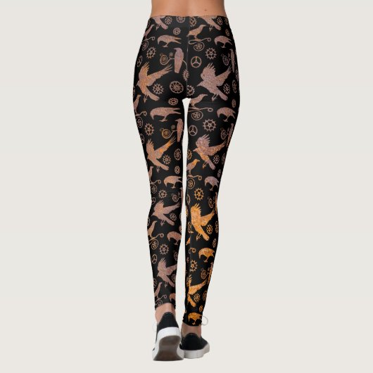 Steampunk Rusty Crows en Gears Leggings (Achterkant)