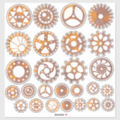 Steampunk Rusty Gear Assortiment Sticker (Vel)