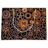 Steampunk Rusty Gears Aangepast monogram Blok Groot Cadeauzakje (Voorkant)