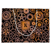 Steampunk Rusty Gears Aangepast monogram Blok Groot Cadeauzakje (Achterkant)