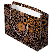 Steampunk Rusty Gears Aangepast monogram Blok Groot Cadeauzakje (Achterkant Gekanteld)