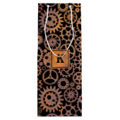 Steampunk Rusty Gears Aangepast monogram Blok Wijn Cadeautas (Achterkant)