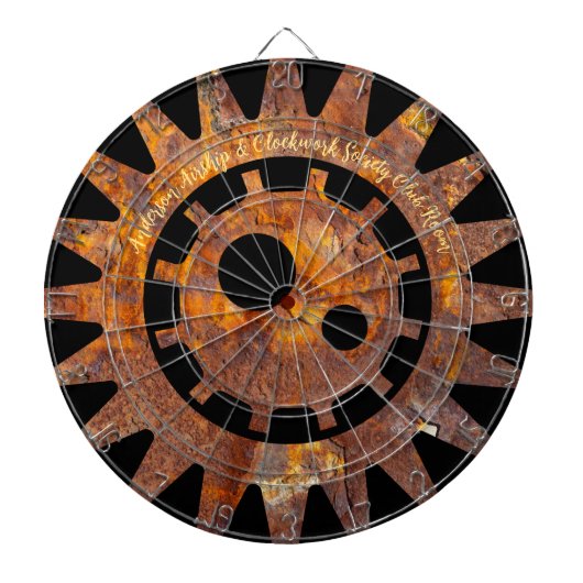 Steampunk Rusty Gears Aangepaste berichtraad Dartbord (Voorkant)