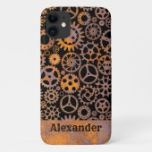 Steampunk Rusty Gears Aangepaste naam Case-Mate iPhone Case (Achterkant)