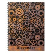 Steampunk Rusty Gears Aangepaste naam Notitieboek (Voorkant)