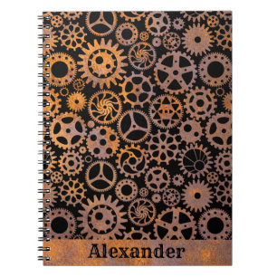 Steampunk Rusty Gears Aangepaste naam Notitieboek