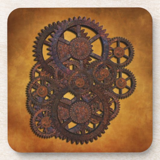 Steampunk Rusty Gears Bier Onderzetter (Voorkant)