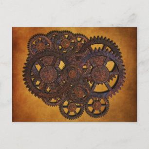 Steampunk Rusty Gears Briefkaart
