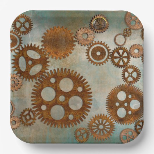 Steampunk Rusty Gears Design Paper Borden Papieren Bordje (Voorkant)