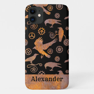 Steampunk Rusty Gears en Crows - Aangepaste naam Case-Mate iPhone Case