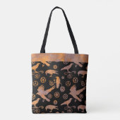 Steampunk Rusty Gears en Crows - Aangepaste naam Tote Bag (Achterkant)