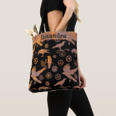 Steampunk Rusty Gears en Crows - Aangepaste naam Tote Bag (Dichtbij)