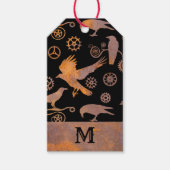 Steampunk Rusty Gears en Crows Custom Monogram Cadeaulabel (Voorkant)