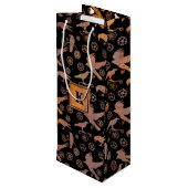 Steampunk Rusty Gears en Crows Monogram Block Wijn Cadeautas (Achterkant Gekanteld)