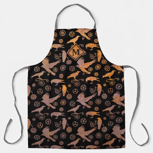 Steampunk Rusty Gears en Crows Monogram Schort (Voorkant)