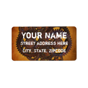 Steampunk Rusty Gears Etiket