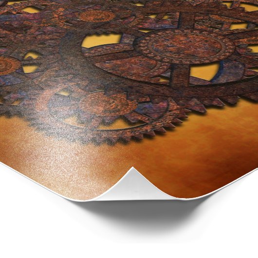 Steampunk Rusty Gears Foto Afdruk (Hoek)