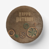 Steampunk Rusty Gears Happy Birthday Paper Borden Papieren Kommen (Voorkant)