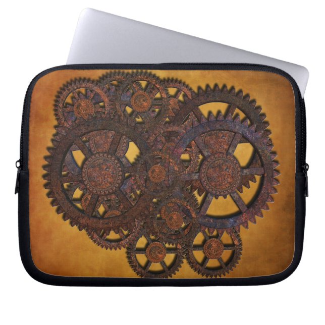 Steampunk Rusty Gears Laptop Sleeve (Voorkant)