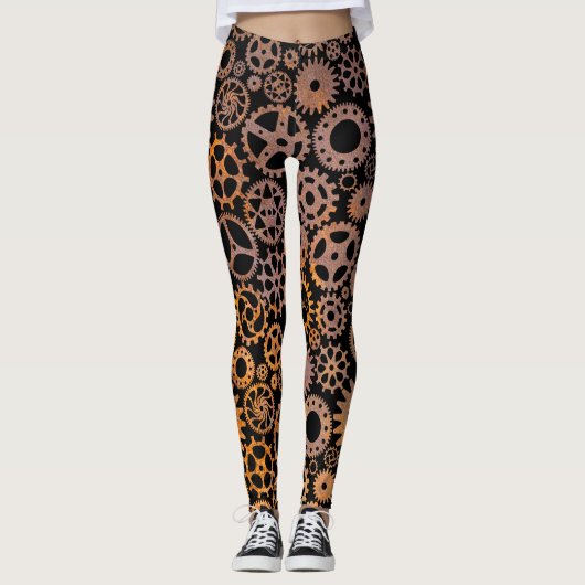 Steampunk Rusty Gears Leggings (Voorkant)