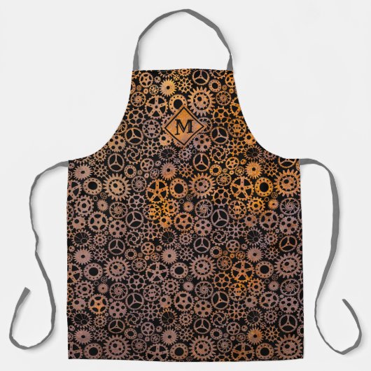 Steampunk Rusty Gears Monogram Schort (Voorkant)