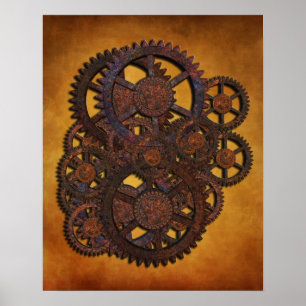 Steampunk Rusty Gears Poster