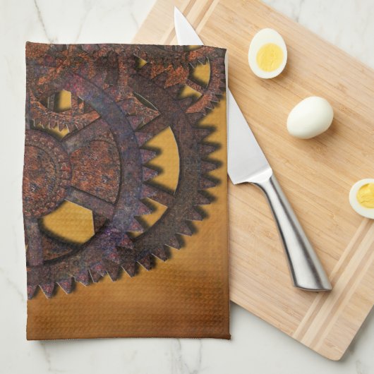 Steampunk Rusty Gears Theedoek (Quarter Fold)