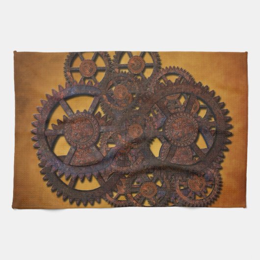 Steampunk Rusty Gears Theedoek (Horizontaal)