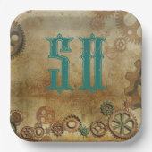 Steampunk Rusty Gears Verjaardagsleeftijd Papieren Bordje (Voorkant)