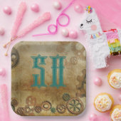 Steampunk Rusty Gears Verjaardagsleeftijd Papieren Papieren Bordje (Feest)