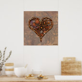 Steampunk Rusty  hart van metalen tandwielen Poster (Keuken)