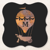 Steampunk Rusty Hot Air Ballon Monogram Kartonnen Onderzetters (Voorkant)