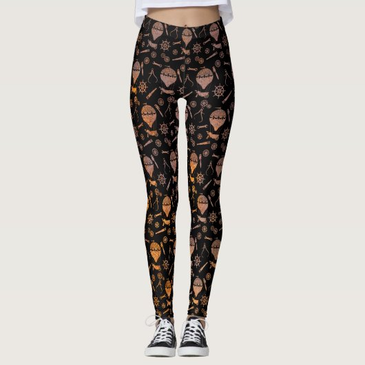 Steampunk Rusty Hot Air-ballonnen Leggings (Voorkant)