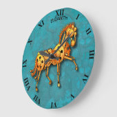 Steampunk Rusty Mechanic Oranje Horse Grote Klok (Hoek)