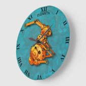 Steampunk Rusty  Mechanic Oranje Konijn Grote Klok (Hoek)