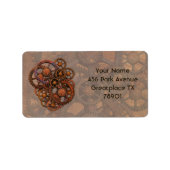 Steampunk Rusty Metal Gears met schaduwen Etiket (Voorkant)