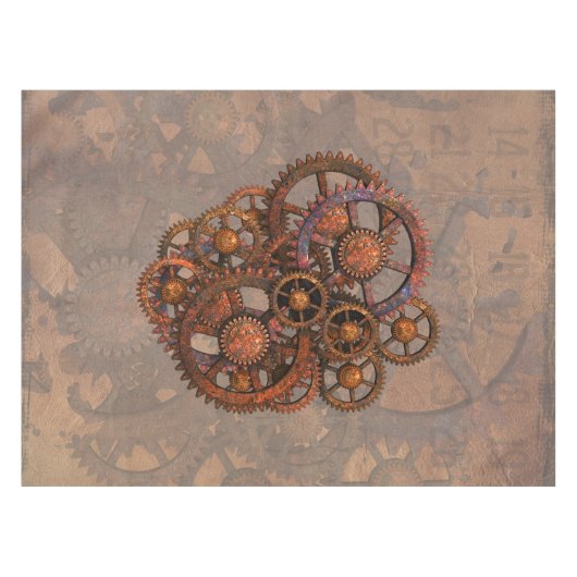 Steampunk Rusty Metal Gears met schaduwen Tafelkleed (Voorkant (Horizontaal))