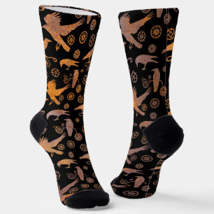 Steampunk Rusty Steel Crows and Gears Socks Sokken