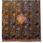 Steampunk Rusty Steel Gears Aangepast monogram Douchegordijn (Voorkant)