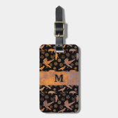 Steampunk Rusty Steel Gears and Crows Monogram Bagagelabel (Voorkant verticaal)