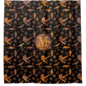 Steampunk Rusty Steel Gears and Crows Monogram Douchegordijn (Voorkant)