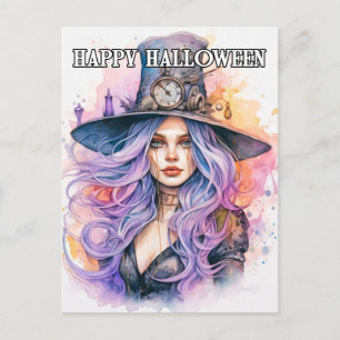 Steampunk Salem Heks Gelukkig Halloween Briefkaart