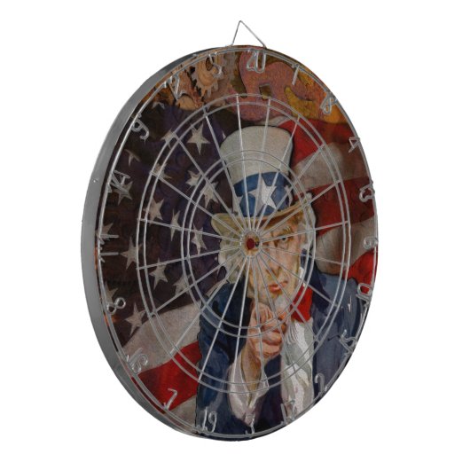 Steampunk Sam Patriotic US Flag Design Dartbord (Voorkant Links)