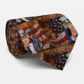 Steampunk Sam Patriotic US Flag Design Stropdas (Opgerold)
