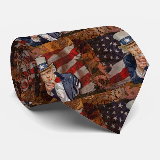 Steampunk Sam Patriotic US Flag Design Stropdas (Opgerold)
