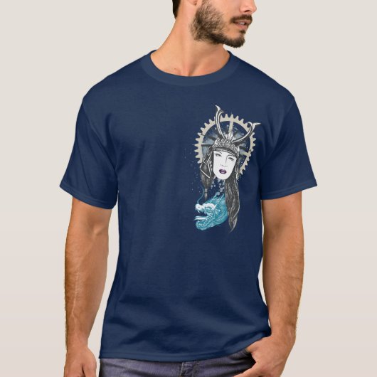Steampunk Samurai Girl met Dragon T-shirt (Voorkant)